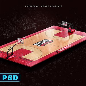 Basketball Full Court Template Mockup – Sports Templates