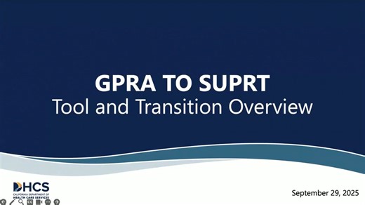 GPRA to SUPRT Training - September 2025