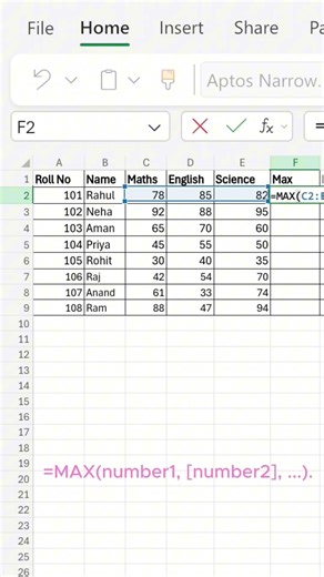Excel MAX Function Trick 🔥 Highest Value in Seconds #exceltips #excel #exceltricks #excelbeginners