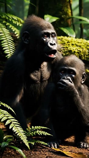 Two Lost Baby Gorillas Crying for Their Mother | Heartbreaking Jungle Moment. #shorts