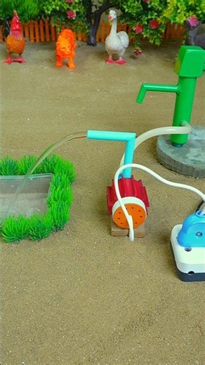 Mini hand pump project water with supply motor drinks donkey duck farm #waterpump #shorts #629