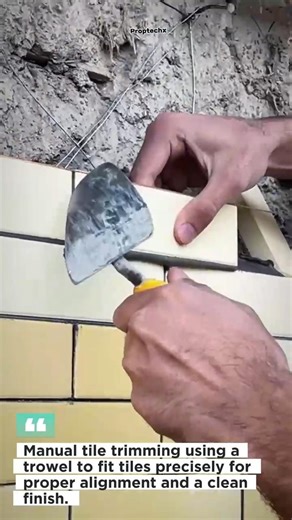 Smart Tile Cutting Trick for Perfect Fit 🔧 #tile #construction #diy