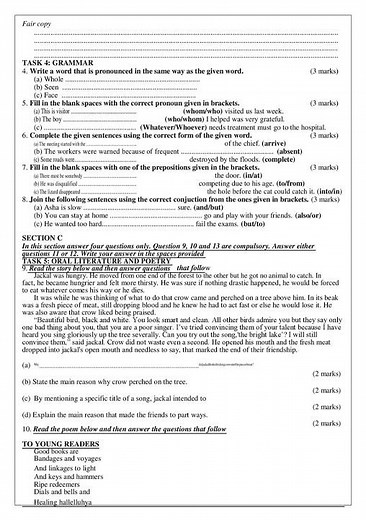 Grade 8 English Mid-Term 1 Exam 2025 with Marking Scheme #cbe #cbc #exam
