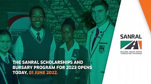 The SANRAL Scholarships and Bursary program for 2023 opens today, 01 June 2022. SANRAL aims to support deserving, qualifying students in the fields of transportation infrastructure, engineering and its related professions in the built environment, smart technologies, public sector infrastructure development and administration and other professions related to the core business of SANRAL. Access the SANRAL bursary application form at https://www.nra.co.za/about-us/human-resources/bursaries/ Send y