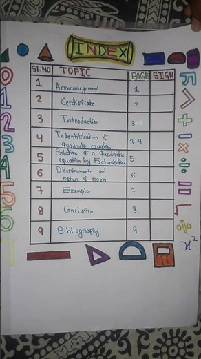 Mathematics projects (Quadratic equation)