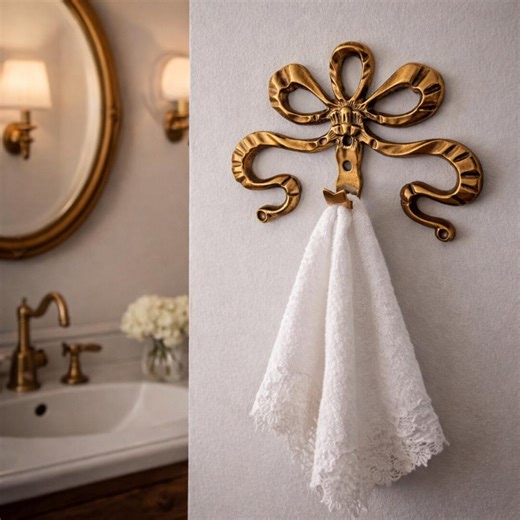 Vintage Brass Bow Wall Hook | Ornate Ribbon Coat Hook | French Cottage Decor - Etsy