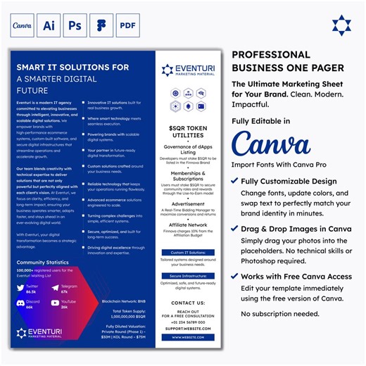 1-page Company Flyer Template, Business Pager, Corporate Sheet, Marketing Material, B2B Canva Media Kit - Etsy Canada