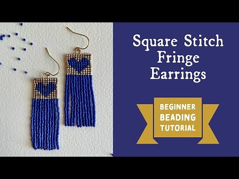 Square Stitch Fringe Earring Beading Tutorial Beginner Friendly and FREE Pattern