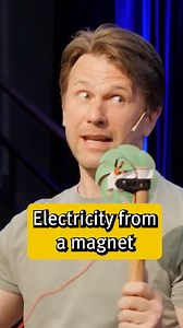 Turning magnetism into electricity 💡 Physicist Gideon Koekoek builds upon the famous Oersted experiment, which demonstrated electricity and magnetism are linked, and generates electricity by simply moving a magnet. Watch the full talk about why light exists: youtube.com/watch?v=CGHSHyjTJCI&t=891s | Royal Institution of Great Britain