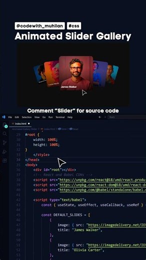 Animated Slider Gallery | @Codewithmuhilan | #codewith_muhilan #css #slider
