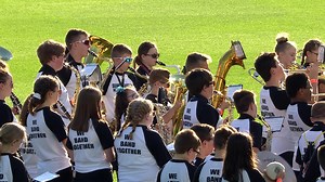 HMS band performs anthem