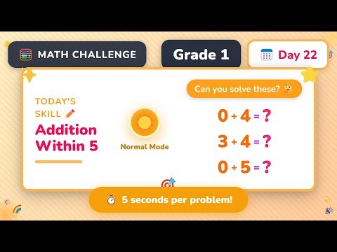 Addition Within 5 Mastery | Grade 1 Daily Math Challenge (Day 22/365)