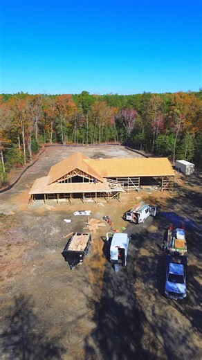 5.7K views · 73 reactions | Framing almost complete on our latest #barndo build in Gloucester, #nnkpbs #northernneckpolebuildings #barnuminum #barndominiumliving #postframeconstruction #barndominium #custombuilds #postframe #wetset | Northern Neck Pole Buildings LLC | Facebook