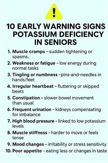 10 Early Signs of Potassium Deficiency in Seniors | Warning Symptoms to Watch