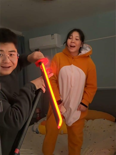 Even a girl can't resist this dazzling glowing sword!