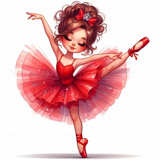 Red Ballerina Clipart: Ballet Dancer Illustration (10 JPEG Digital Download - Etsy