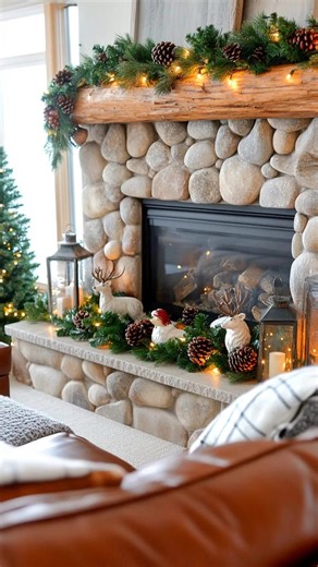 127K views · 2.8K reactions | Charming rustic style meets holiday cheer in these cabin Christmas decor ideas. Mix cozy textures, warm lights, and woodland touches for a truly inviting winter scene. | Lovely Harbor | Facebook