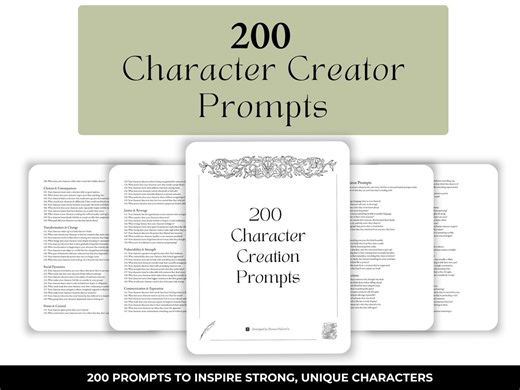 200 Character Creator Writing Prompts | Character Development Story Ideas | Creative Writing Exercises | Novel Planning Gift for Writers - Etsy