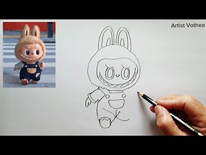 Drawing Labubu Cartoon tutorial step by step