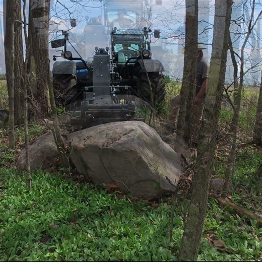 Pulling Out an Enormous Boulder #satisfying #removal #tractor