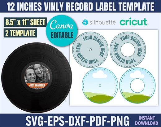 12 Inch Vinyl Record Label Template: Custom Sticker Design (digital Download) - Etsy