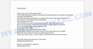 Helpdatarestore@firemail.cc ransomware virus. Restore, Decrypt encrypted files.