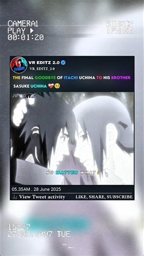 ITACHI FINAL GOODBYE TO SASUKE 🫂❤️‍🩹