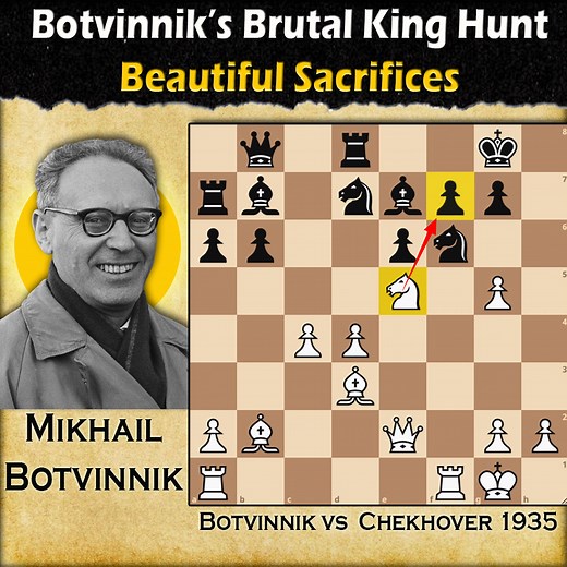 Botvinnik’s Brutal King Hunt | Botvinnik vs Chekhover 1935 | Kings Hunt