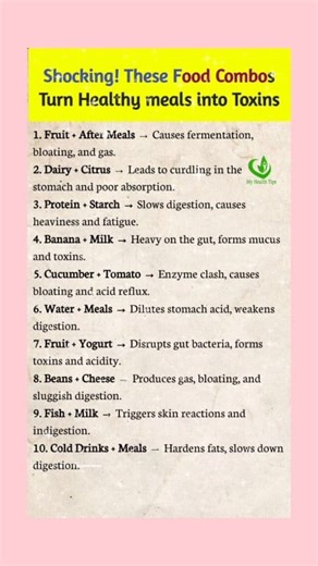 732K views · 2.5K reactions | . . . Shocking These Food Combos Turn Healthy Meals into Toxins #ukreels #usaviral #usareels #uklife #healthcare #Trump #austria #NewYork #health #trendingpost #goviral #newpost | My Health Tips | Facebook
