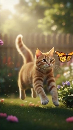 Chasing butterflies like it’s a magical adventure #playfulcat #butterflychase #cuteanimals #petvideo