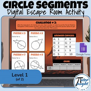 Circle Segments (chords, secants, tangents) - Digital Escape Room Activity - Lv1