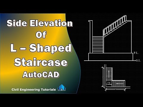 2.How to draw Side Elevation of L–SHAPED Staircase in AutoCAD | L-TYPE Staircase