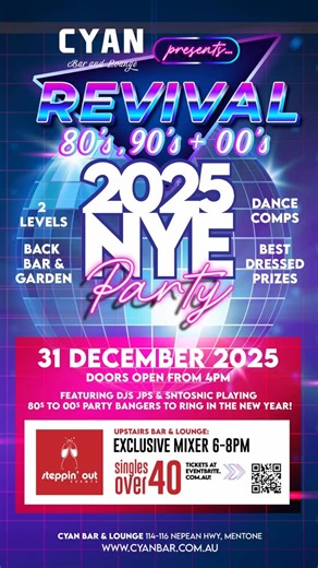 SINGLES OVER 40 - NYE 2025 | 2 DJs | 2 Floors | 3 Bars | 80s - 2000s...