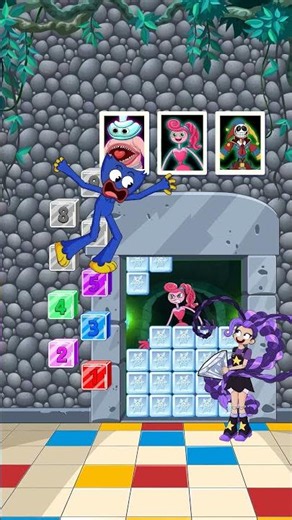 Puzzle Tower Climb Challenge with Gugugaga, Huggy Wuggy and Player - Hot and Cool Iteam #shorts