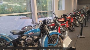 Harley-Davidson motorcycles on display at Reno’s National Automobile Museum Aug. 29