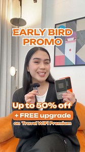 1.3K views · 45 reactions | With our Early Bird Promo, you’ll get 50% OFF on select destinations + a FREE upgrade to Travel WiFi Premium!  Just book at least 30 days before your trip with a minimum of 5 day passes, and you’re all set for hassle-free, budget-friendly connectivity. Send us a message to book!  #bigskynation #travelwifi #esim #bigskyfam #travelwithbigsky #portablewifiph #travelph #travel #pocketwifi | Big Sky Travel Wi-Fi | Facebook