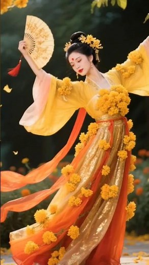 Golden Grace: Chinese Fan Dance in Blooming Marigolds | The Muse Show