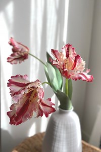 Real Touch Parrot Tulip Stem -high Quality Artificial Flower / Wedding / Home Decoration / Centerpiece / Gifts / Red White - Etsy
