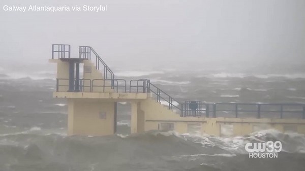 Storm Amy whips up crashing waves off Galway Coast