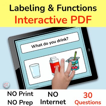 No Print Labeling and Object Functions, Interactive PDF Speech Therapy, PreK-