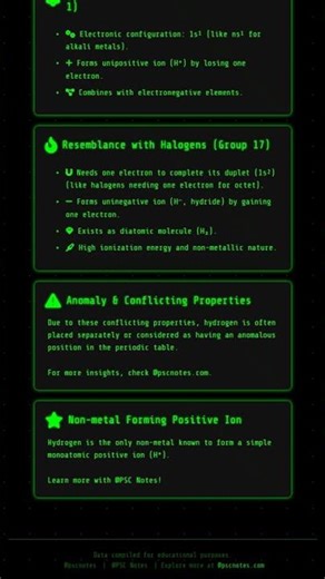 Position of hydrogen in the periodic table