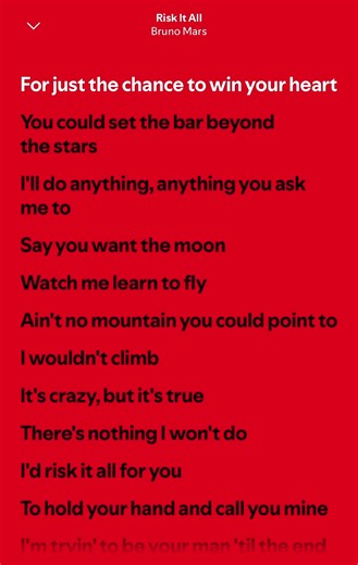 Risk It All Bruno Mars lyrics video - Risk It All lyrics