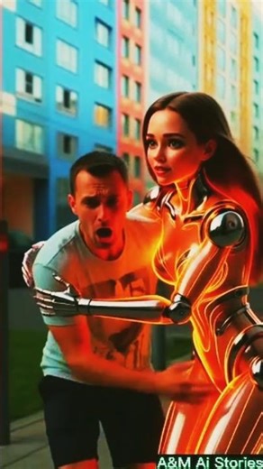 Robot Girl Saves a Falling Man — Heart-Stopping Rescue! #viralvideo #ai #shorts #rescue
