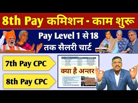 8th Pay कमीशन पर Update, काम शुरू, Pay Level 1 से 18 तक सैलरी चार्ट, 7वे में 8वें में क्या है अंतर