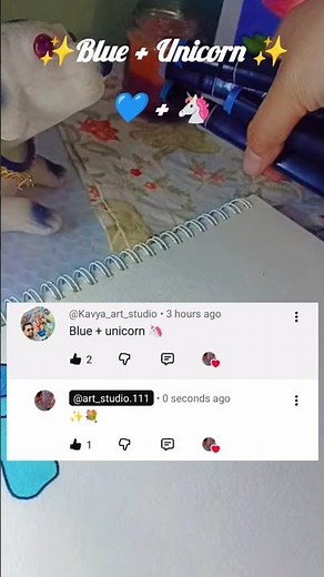 Day-5✨💐.blue + unicorn 🦄🌺.#youtube #art #colour