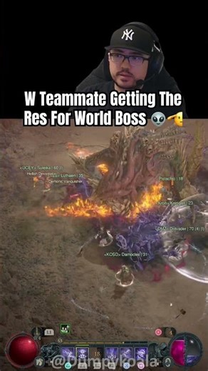 W Teammate Getting The Res For World Boss 👽🫡 #diablo4