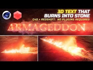 [Cinema 4D + Redshift TUTORIAL] 3D Burning Text Animation - Pyro Fire + Smoke, Matrix Particles
