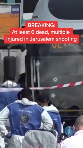 BREAKING: Two gunmen opened fire at a Jerusalem bus stop on Monday, killing five people and critically injuring seven others, emergency services said. Police said the shooters, who had been “neutralized,” attacked at a bus stop, while some Israeli media reported they also boarded a crowded bus and opened fire inside. #breakingnews #news #jerusalem | MSNBC