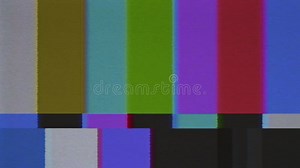 Barras De Color Smpte Con Efecto Vhs. Señal Emergente. Problemas Técnicos De La Banda De Color Smpte. Almacen De Video - Vídeo de fondo, ruido: 258718065