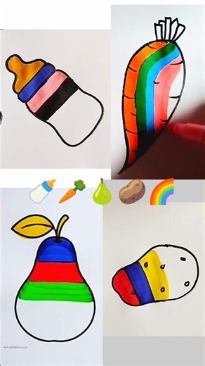 🍼🥕🍐🥔🌈satisfying creative painting#painting#coloring#viral#shorts#art#shortvideo#india#asrm#colors#yt